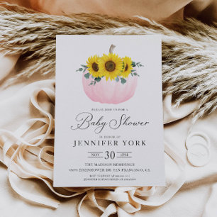Fall Pumpkin and Sunflower Girl Baby Shower Einladung