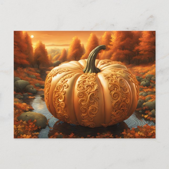 Fall Pumpkin Artwork Postkarte (Vorderseite)