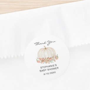 Fall Pumpkin Baby Dusche Danke Runder Aufkleber