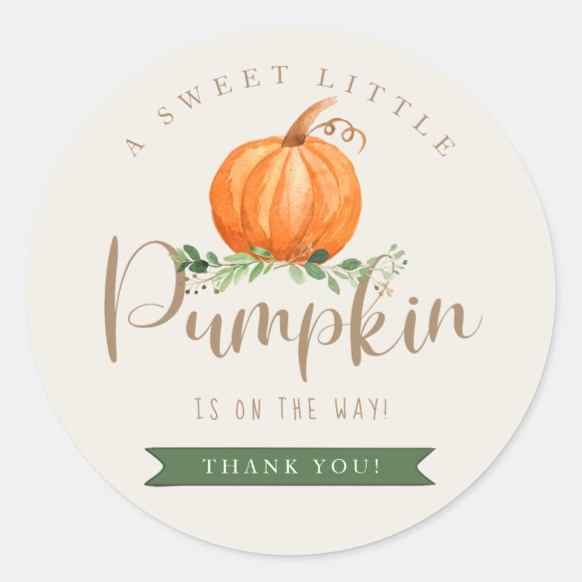 Fall Pumpkin Baby Dusche Danke Sticker (Vorderseite)