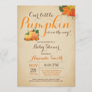 Fall Pumpkin Baby Dusche Einladung Orange Brown