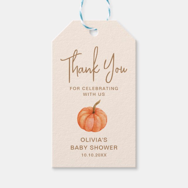 Fall Pumpkin Baby Dusche Gefallen Geschenkanhänger (Vorderseite)