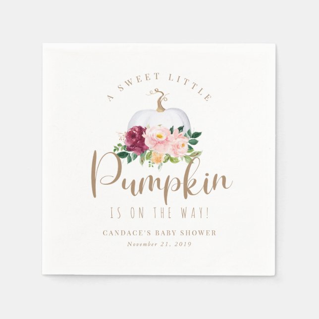 Fall Pumpkin Baby Dusche Napkin Serviette (Vorderseite)
