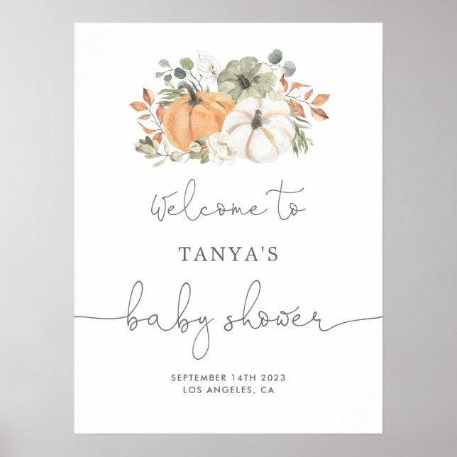 Fall Pumpkin Baby Dusche Willkommen Poster (Vorne)