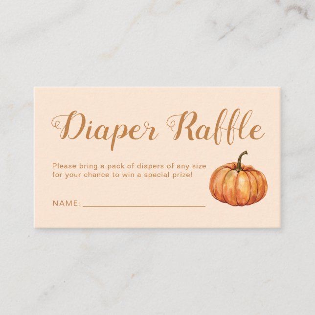 Fall Pumpkin Baby Dusche Windeln Raffle Begleitkarte (Vorderseite)