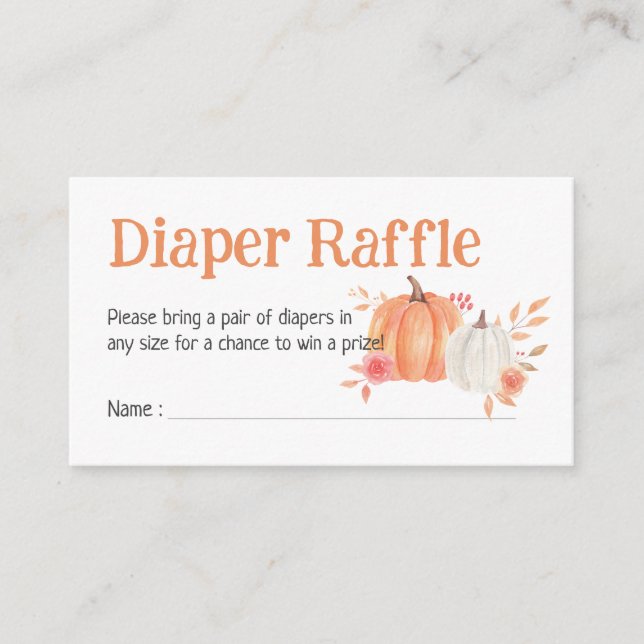 Fall Pumpkin Baby Dusche Windeln Raffle Begleitkarte (Vorderseite)