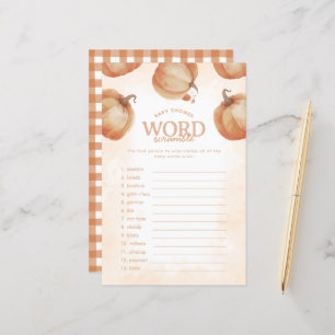 Fall Pumpkin Baby Dusche Word Scramble Game