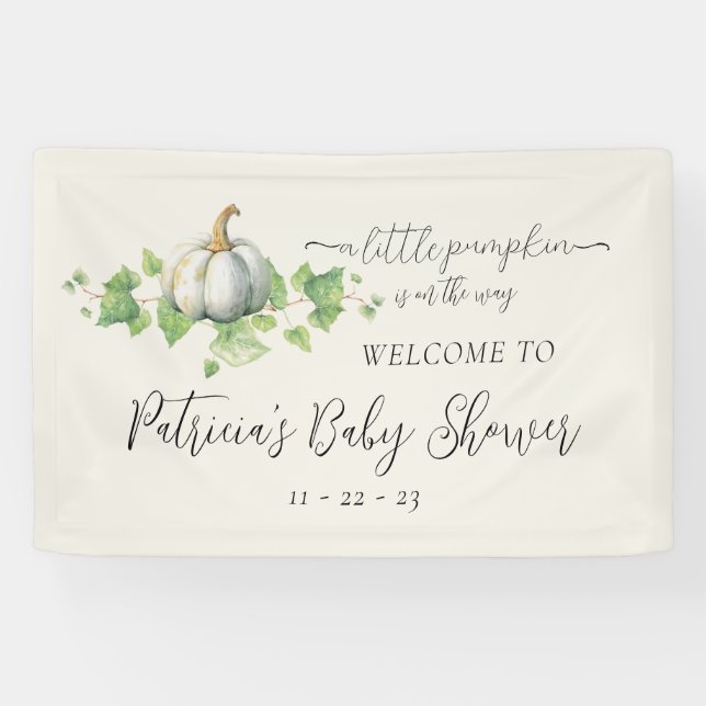 Fall Pumpkin Baby Duwer Party Dekor Signaturen Ban Banner (Horizontal)