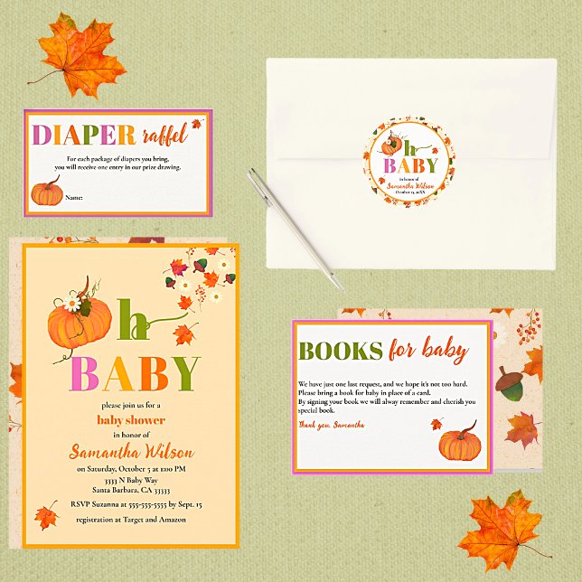 Fall Pumpkin Baby Shower Boy Einladung (Fall Pumpkin Baby Shower Collection. Easy to personalize.)