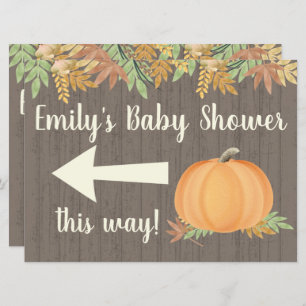 Fall Pumpkin Baby Shower Direction Sign Einladung