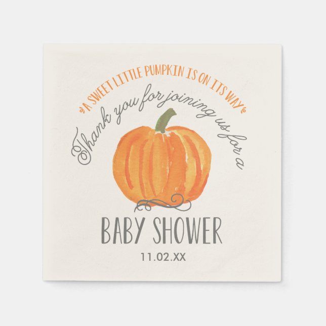 Fall Pumpkin | Baby Shower Napkin Serviette (Vorderseite)