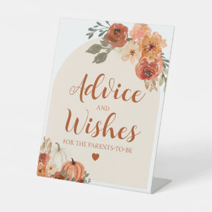 Fall Pumpkin Baby Shower Ratschläge und Wünsche Un Sockelschild