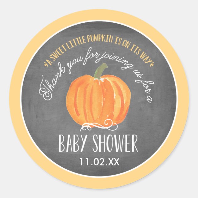 Fall Pumpkin | Babydusche Gefälligkeitskennzeichne Runder Aufkleber (Vorderseite)