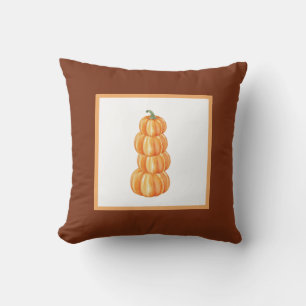 Fall Pumpkin Bauernhof mit braunem Rahmen Kissen