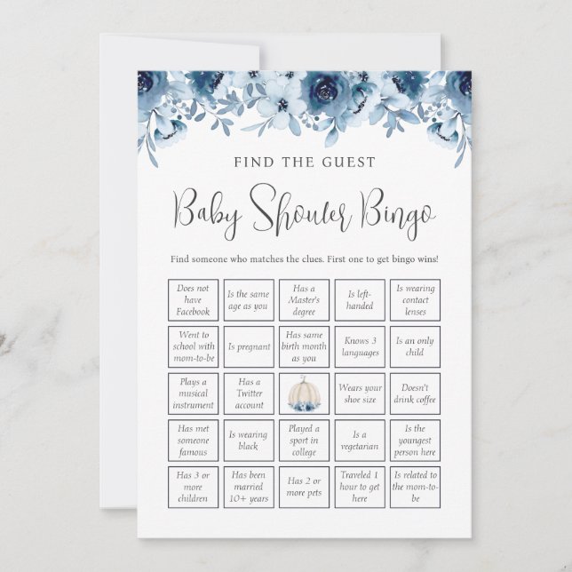 Fall Pumpkin Bingo Guess Who Baby Showspiele Einladung (Vorderseite)