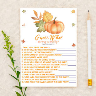Fall Pumpkin Blätter Ratet Wer! Baby Shower Game Briefpapier