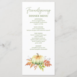 Fall Pumpkin Blätter Rustic Friendsgiving Dinner Menükarte