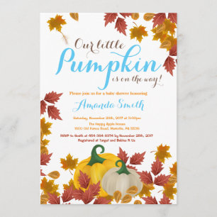 Fall Pumpkin Blue Boy Baby Dusche Einladung
