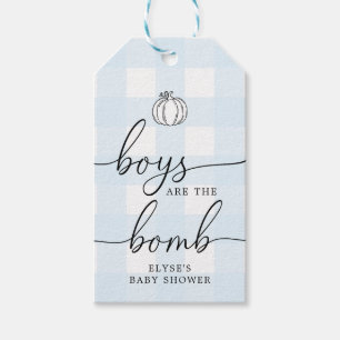 Fall Pumpkin Blue Gingham Bath Bomb Gevor Tag Geschenkanhänger