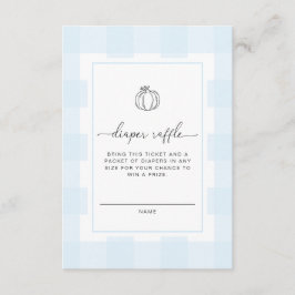 Fall Pumpkin Blue Gingham Diaper Raffle Ticket Begleitkarte