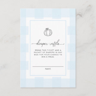 Fall Pumpkin Blue Gingham Diaper Raffle Ticket Begleitkarte