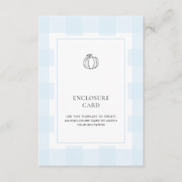 Fall Pumpkin Blue Gingham Enclosure Card Begleitkarte