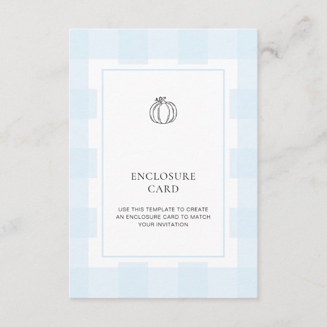 Fall Pumpkin Blue Gingham Enclosure Card Begleitkarte (Vorderseite)