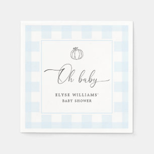 Fall Pumpkin Blue Gingham Oh Baby Paper Napkin Serviette