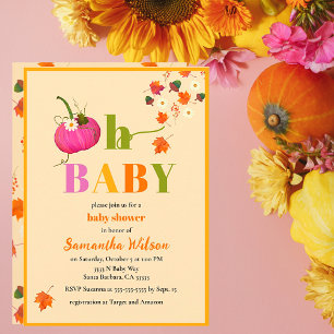 Fall Pumpkin Blume Girl Pink Babydusche Einladung