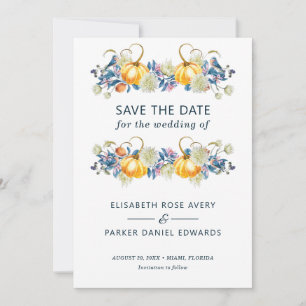 Fall Pumpkin Blumenhochzeit rettet das Datum Save The Date