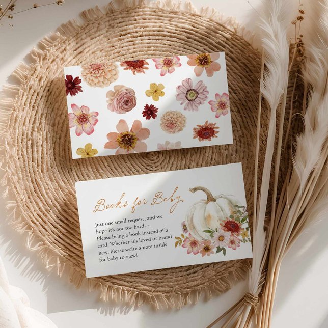 Fall Pumpkin Book Request Enclosure Card Begleitkarte (Fall Pumpkin Floral Books for Baby Card)