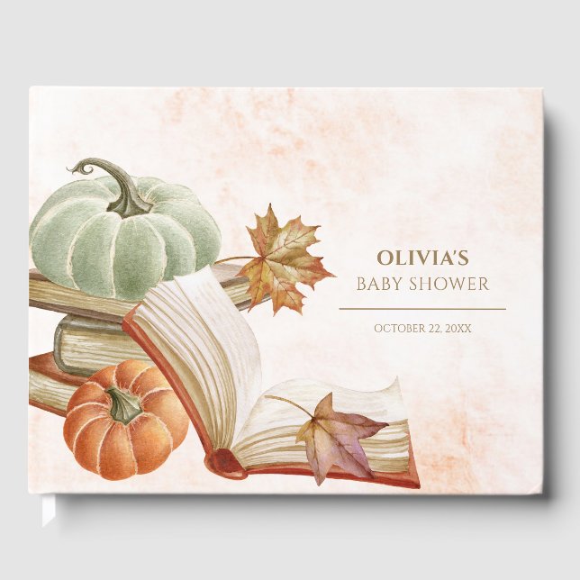 Fall Pumpkin Book Theme Baby Shooting Guest Book Gästebuch (Vorderseite)