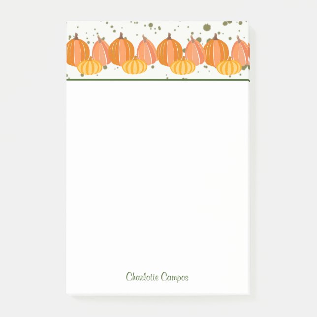 Fall Pumpkin Border Personalisiert Post-it Klebezettel (Vorderseite)