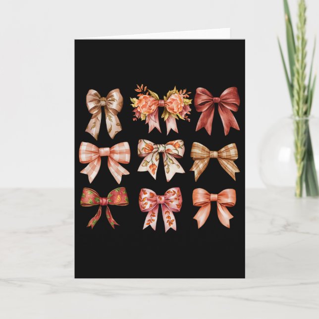 Fall Pumpkin Bow Coquette Herbstleaves Thanksgivi Karte (Vorderseite)