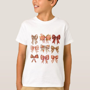 Fall Pumpkin Bow Coquette Herbstleaves Thanksgivi T-Shirt