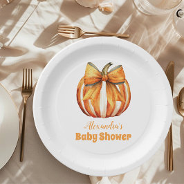 Fall Pumpkin Bow Girl Baby Dusche Pappteller