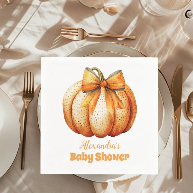 Fall Pumpkin Bow Girl Baby Dusche Serviette (Von Creator hochgeladen)