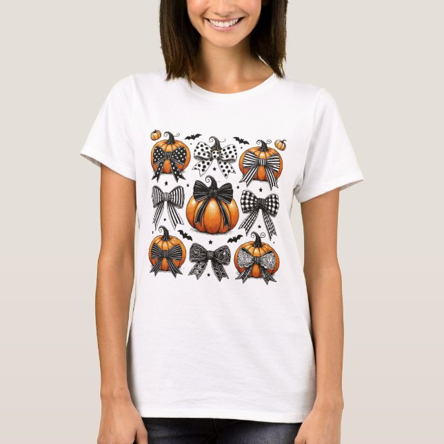 Fall Pumpkin Bow T-Shirt (Vorderseite)