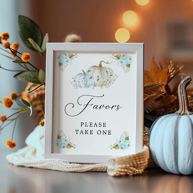 Fall Pumpkin Boy Baby Duwer Favorit Schild (Boy Fall Baby Shower Favors sign)