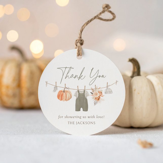 Fall Pumpkin Boy Baby Kleidung Babydusche Geschenkanhänger (Von Creator hochgeladen)