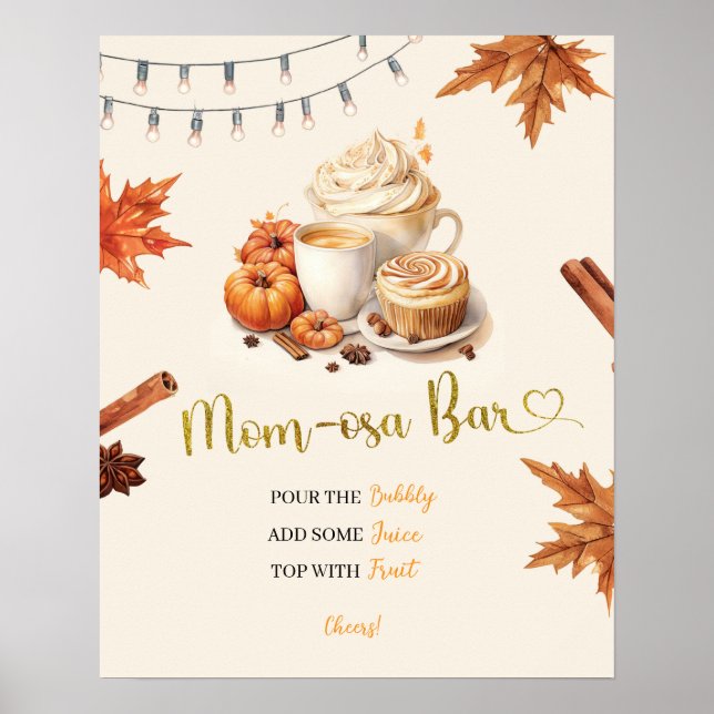 Fall Pumpkin Brechen Coffee Baby Shower Mama-osa Poster (Vorne)