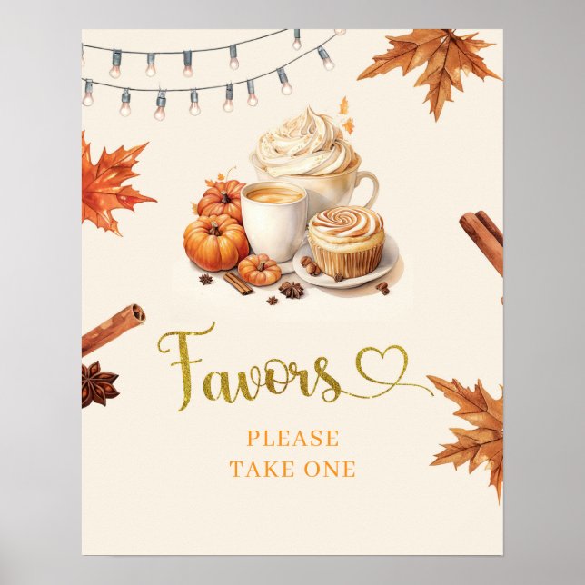 Fall Pumpkin Brewing Coffee Blätter Baby Gefallen Poster (Vorne)