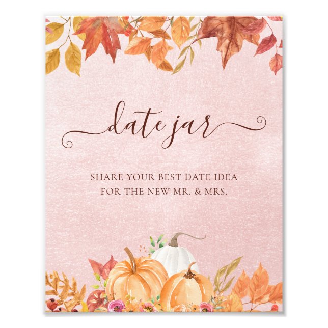 Fall Pumpkin Bridal Date Night Ideas Date Jar Fotodruck (Vorne)