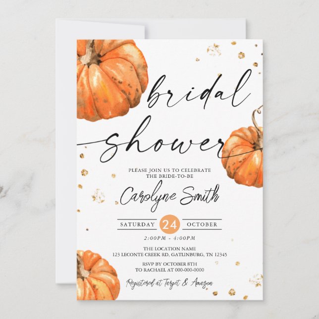 Fall Pumpkin Bridal Dusche Einladung (Vorderseite)