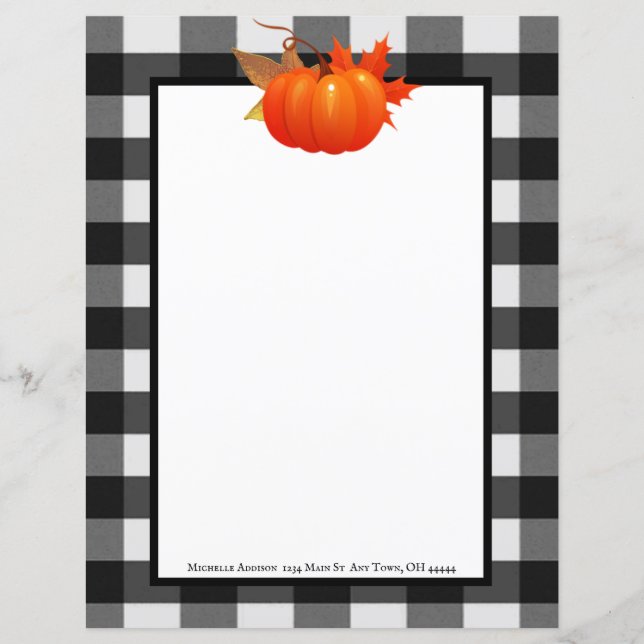Fall Pumpkin Buffalo Kariertes Personalisiertes Pa (Vorderseite)
