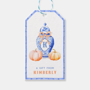 Fall Pumpkin   Chinoiserie Ginger Jar Monogram Geschenkanhänger