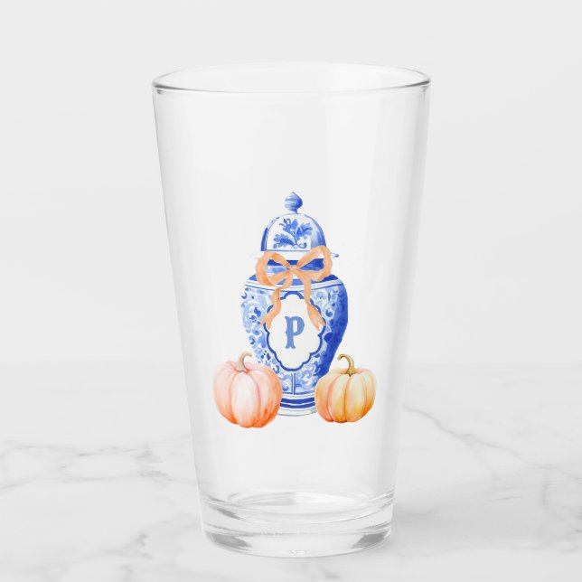 Fall Pumpkin | Chinoiserie Ginger Jar Monogram Glas (Vorderseite)