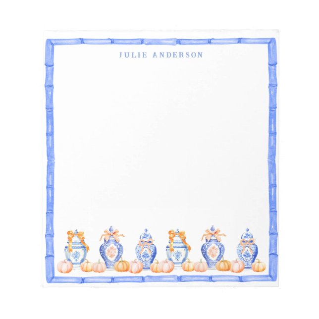 Fall Pumpkin Chinoiserie Ginger Jar Notizblock (Vorderseite)