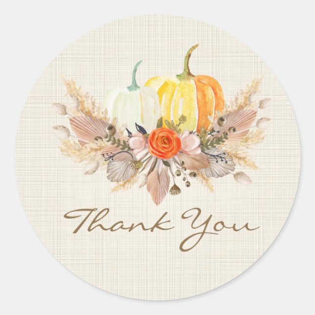 Fall Pumpkin Danke Stickers (Vorderseite)