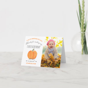 Fall Pumpkin   Erster Geburtstag Vielen Dank an Fo Dankeskarte